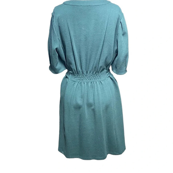 Anthropologie Current Air Dress Puff Sleeve Tie Waist Pullover Green Size Large - Picture 10 of 14